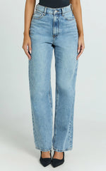 Nessa Jeans - High Waist Straight Leg Jeans in Light Blue Wash