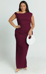 Genie Maxi Dress - Off The Shoulder Dress in Wine