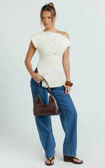 Anna Top - Knit Longline Off Shoulder Top in Cream