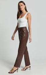 Azelia Pants - Mid Rise Cropped Faux Leather Pants in Dark Chocolate