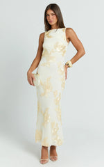 Freya Maxi Dress - Boat Neck Backless Dress in Yellow