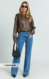 Ebony Jeans - Mid Rise Wide Leg Recycled Denim Jeans in Dark Blue Wash