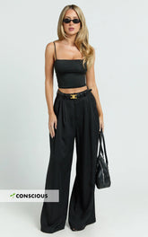 Clarke Pants - High Waist Wide Leg Pants in Black
