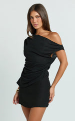 Robilyn - Off Shoulder Linen Look Top in Black