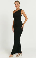 Criselda Maxi Dress - One Shoulder Maxi Dress in Black