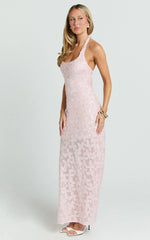 Benny Maxi Dress - Halter Neck Backless Bodycon Dress in Pink