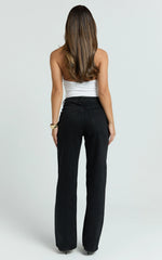 Abbie Jeans - Mid Rise Straight Leg Recycled Denim Jeans in Clean Black