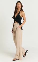 Bette Pants - High Waisted Wide Leg Pants in Stone