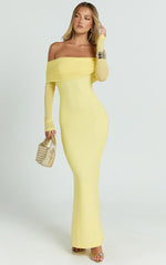 Bethanie Maxi Dress - Off The Shoulder Mesh Dress in Lemon