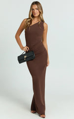 Criselda Maxi Dress - One Shoulder Maxi Dress in Chocolate