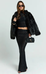 Kathleen Top - Turtle Neck Long Sleeve Jersey Top in Black