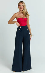 Clara Pants - High Waisted Wide Leg Pants in Navy