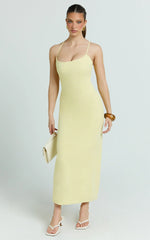 Ramirez Midi Dress - Scoop Neck Low Back Dress in Lemon