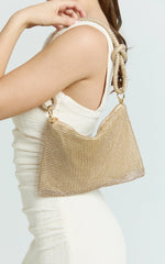Azure Diamonte Knot Detail Bag in Gold