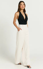 Bonnie Pants - High Waisted Tailored Wide Leg Pants in Bone