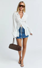Cody Shirt - Ruched Detail Scrunch Shirt in White