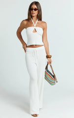 Agnes Pants - High Waist Crochet Pants in Off White