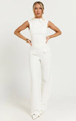 Paxton Pants - High Waisted Straight Leg Pants in Cream
