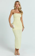 Kayrene Maxi Dress - Strapless Bodycon Dress in Butter Yellow