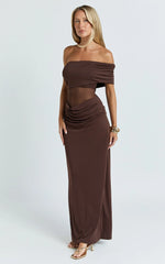 Riley Maxi Dress - Gathered Over Bust Dress in Chocolate