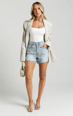 Nerine Bodysuit - Wide Strap Scoop Neck in White