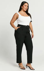 Milica Trousers - Belted High Waisted Trousers in Black