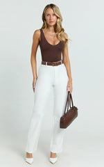 Carolyn Pants - High Waist Slim Straight Leg Tailored Pants in Off White