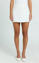 Nola Skort - High Waisted Utility Pocket Skort in White
