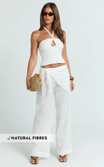 Behati Pants - Sarong Tie Waist Sheer Pants in Off White