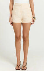 Carter Short - A Line Linen Welt Pocket Shorts in Sand