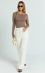 Cole Jeans - High Waist Relaxed Wide Leg Recycled Denim Jeans in Ecru