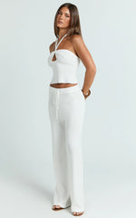 Agnes Pants - High Waist Crochet Pants in Off White