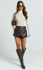 Freya Top - Turtle Neck Long Sleeve Fitted Stretch Tulle Top in Cream