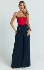 Clara Pants - High Waisted Wide Leg Pants in Navy