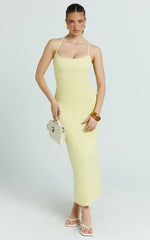 Ramirez Midi Dress - Scoop Neck Low Back Dress in Lemon