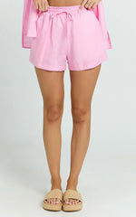 Ramona Linen Shorts - Drawstring Linen Shorts in Pink