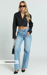 Darcie Jeans - Baggy Recycled Denim Jeans in Mid Blue Wash