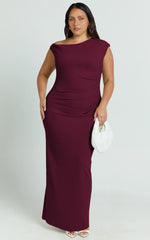 Genie Maxi Dress - Off The Shoulder Dress in Wine