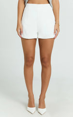 Marlena Shorts - High Waisted A Line Tailored Shorts in White