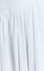 Beckett Midi Dress - Scoop Neck Drop V Waist Gathered Skirt Dress in White