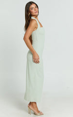 Salome Midi Dress - Halter Neck Column Dress in Sage