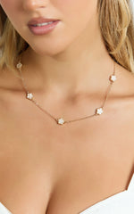 Britt Multi Clover Pendant Necklace in Gold