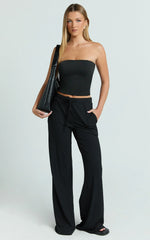 Davie Pants - High Waisted Wide Leg Pants in Black