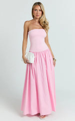 Cheyenne Maxi Dress - Strapless A Line Dress in Pink