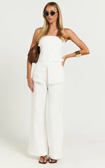 Aileen Pant - High Waisted Tailored Wide Leg Pant in White