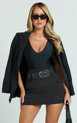 Nola Skort - High Waisted Utility Pocket Skort in Black