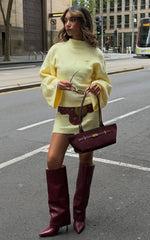 Dakota Mini Dress - Knit Long Sleeve Dress in Lemon