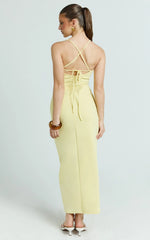 Ramirez Midi Dress - Scoop Neck Low Back Dress in Lemon