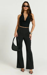 Roschel Pants - High Waisted Flared Pants in Black