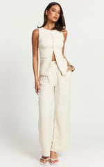 Andie Pants - High Waist Tailored Pants in Cream